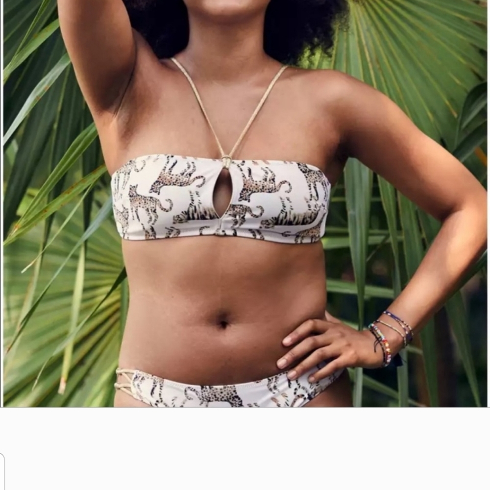 AERIE SWIM BIKINI SET keyhole Leopard top+bottom Medium